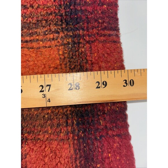 Eddie Bauer Long Sleeve Orange Red Blue Plaid Fleece Shacket Lined Button Up M - Picture 6 of 9